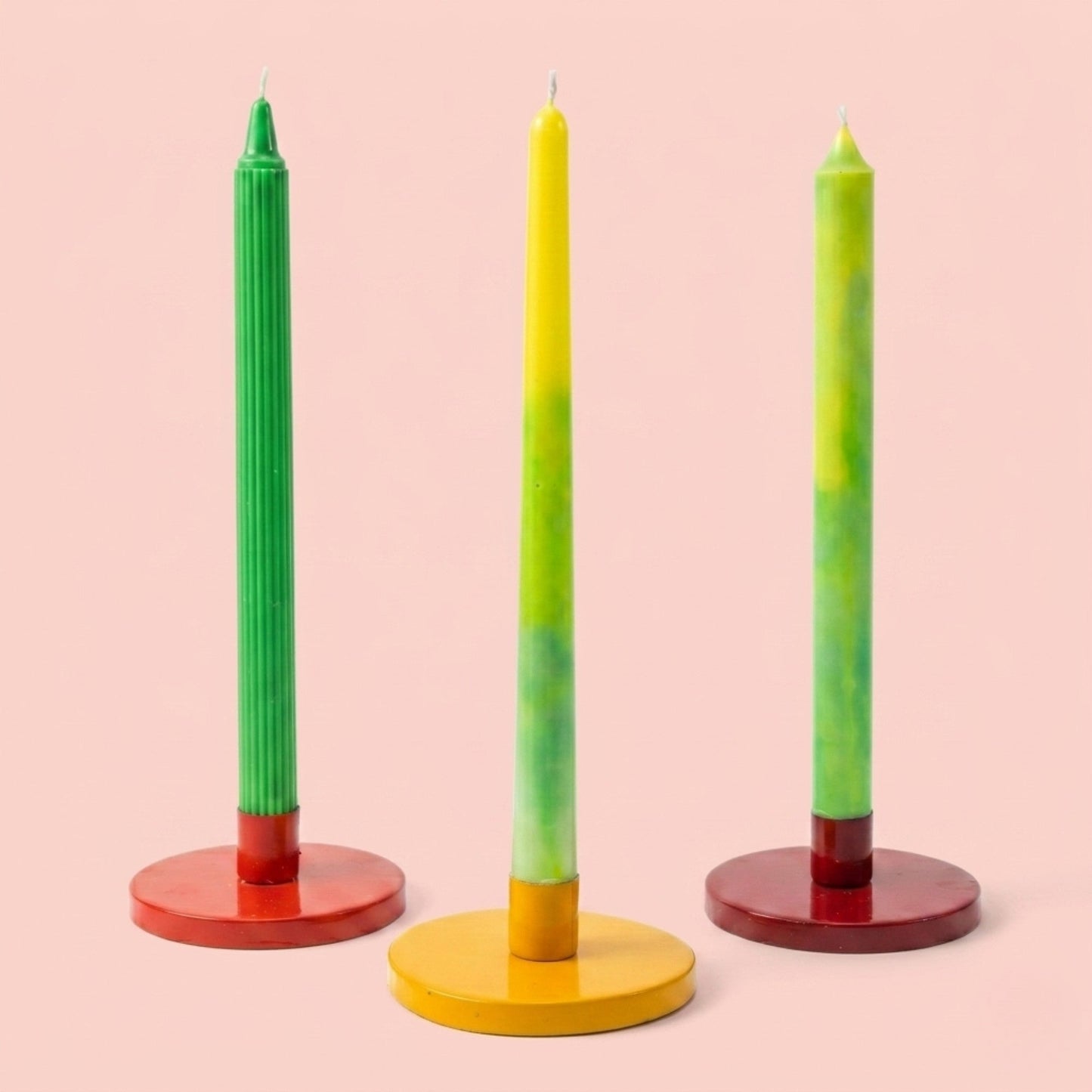Assorted Stick Candles Set Of 3- Green