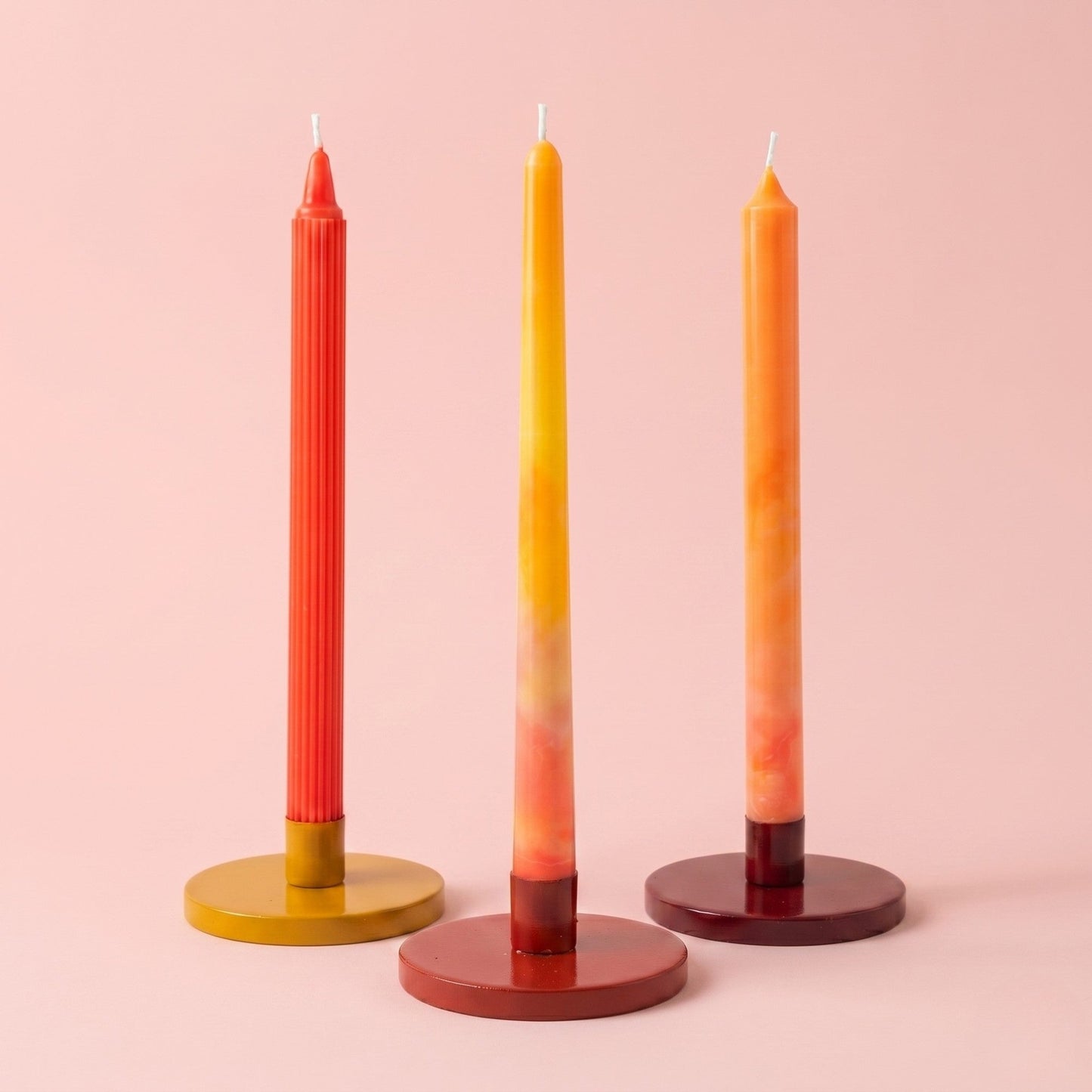 Assorted Stick Candles Set Of 3- Pink