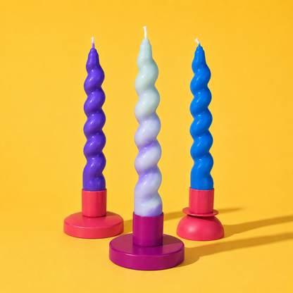 Twisted Stick Candle Set Of 3 - Blue