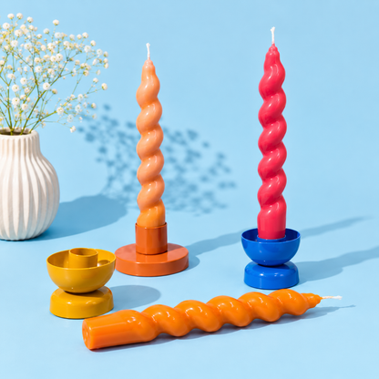 Twisted Stick Candle Set Of 3 - Pink