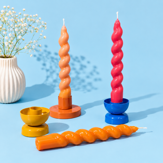 Twisted Stick Candle Set Of 3 - Pink