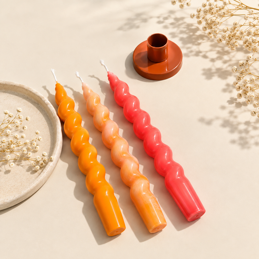 Twisted Stick Candle Set Of 3 - Pink