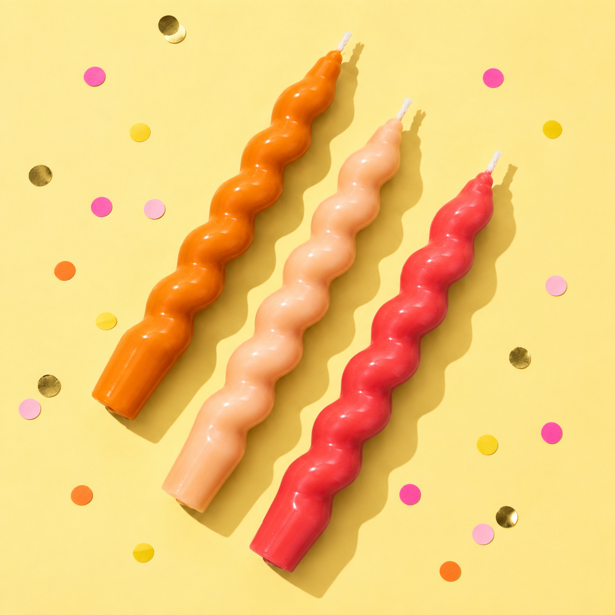 Twisted Stick Candle Set Of 3 - Pink