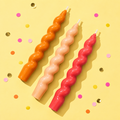 Twisted Stick Candle Set Of 3 - Pink