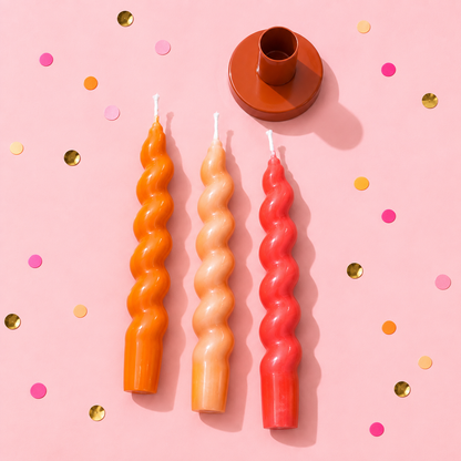 Twisted Stick Candle Set Of 3 - Pink